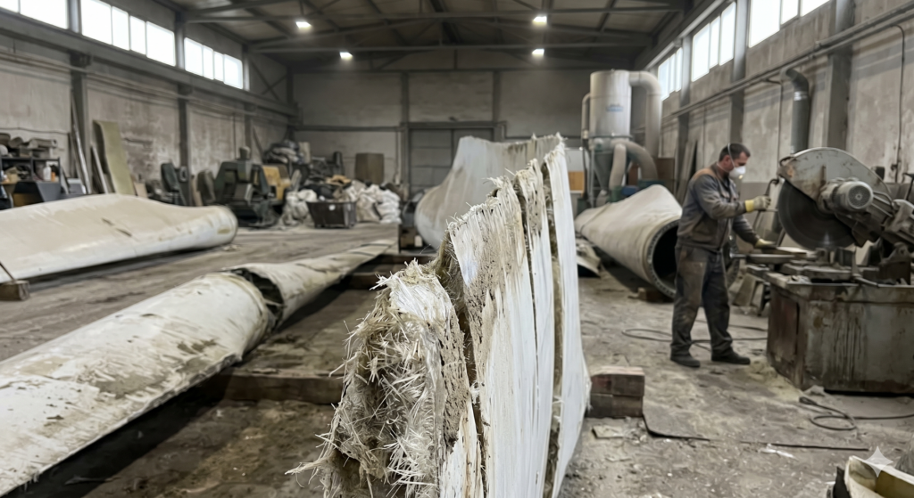 Proces rozbiórki turbin.