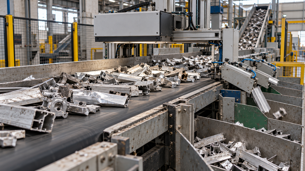 Automatyczna sortownia metalu przeznaczonego do recyklingu.